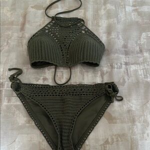 Abercrombie & Fitch Olive Crochet Bikini
